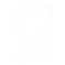 Simple white ribbon award icon on a transparent background.