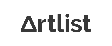 Artlist company logo in black text with a stylized A.
