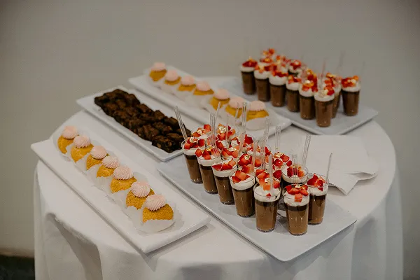 An assorted dessert table catered by Bartleby & Sage. 