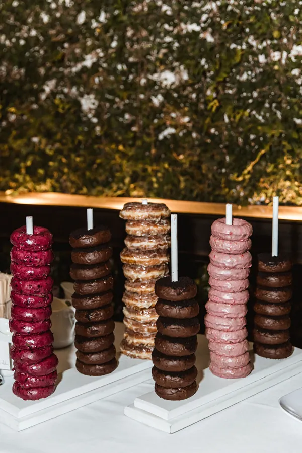 A donut station catered by Bartleby & Sage. 
