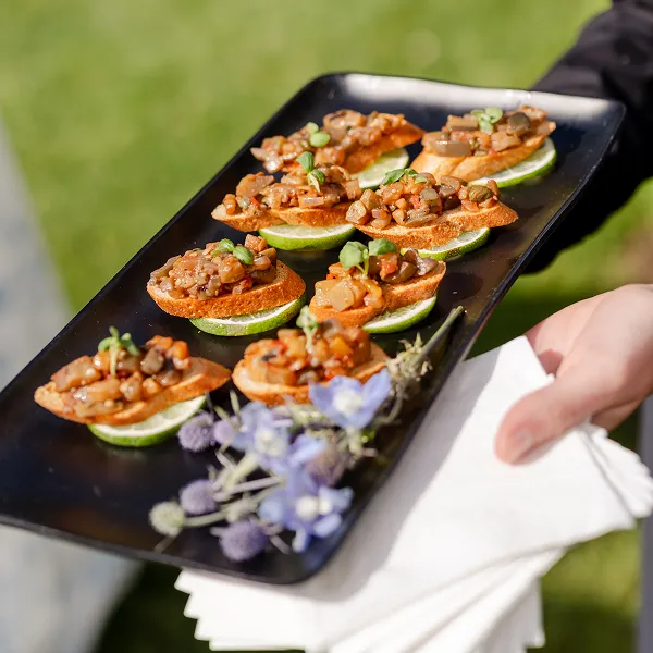 Roasted eggplant caponata prepared by the Bartleby & Sage culinary team