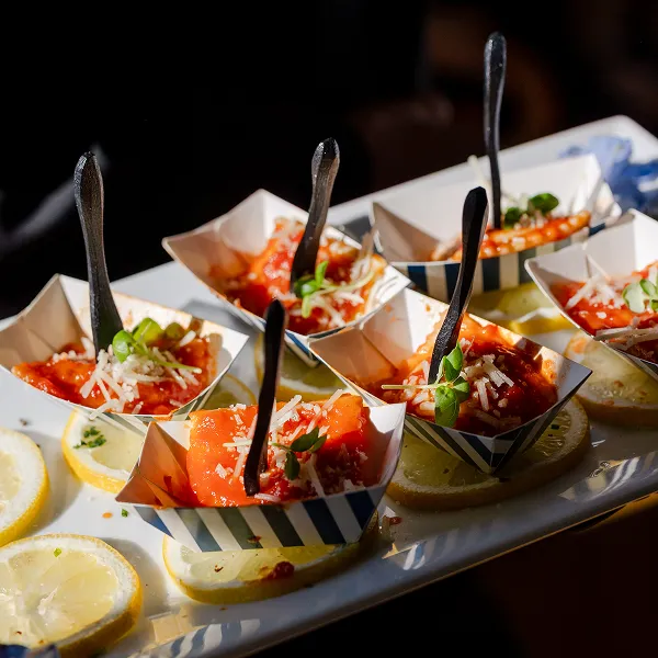 Mini Borgatti ravioli bites created by Bartleby & Sage