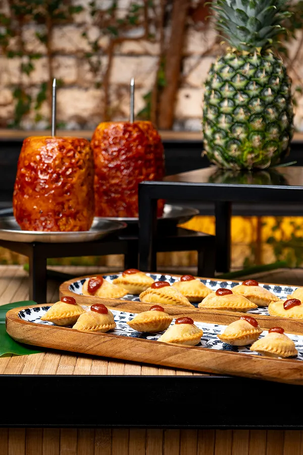 Duck confit empanadas served at an event catered by Bartleby & Sage