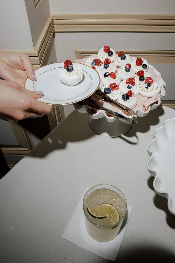 Mini pavlovas with berries, created by the pastry chef at Bartleby & Sage