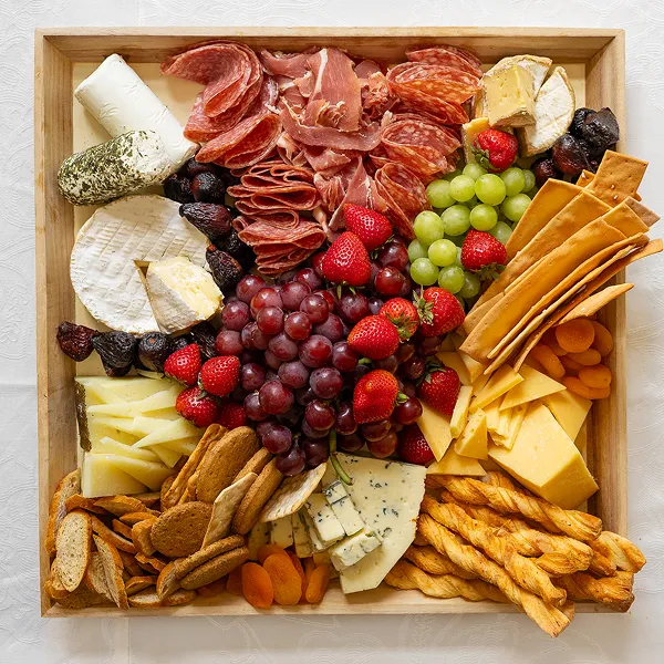 A charcuterie board prepared for corporate drop-off by Bartleby & Sage