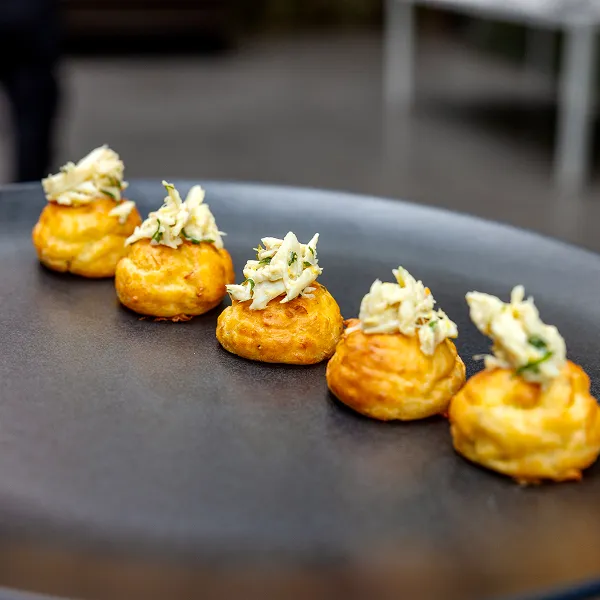 Crab stuffed gougères created by the Bartleby & Sage culinary team
