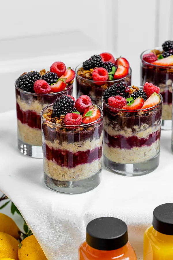A continental breakfast spread prepared for corporate drop-off by Bartleby & Sage
