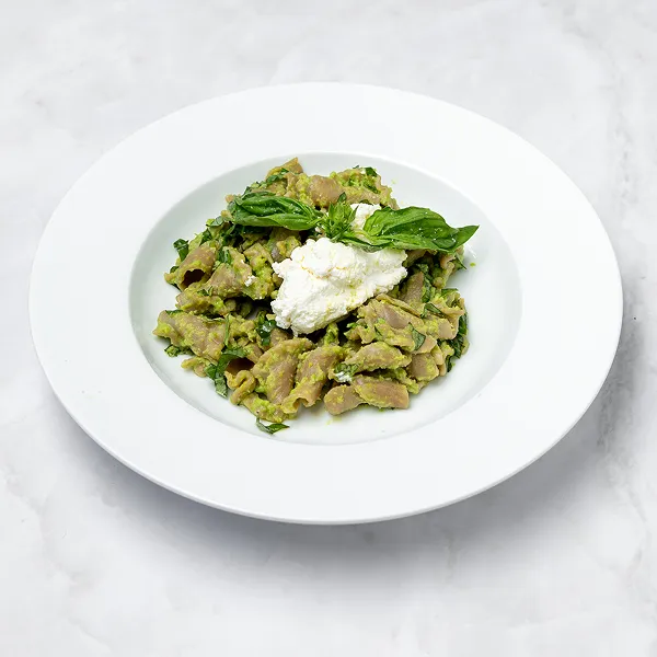 Pesto pasta prepared by the Bartleby & Sage culinary team