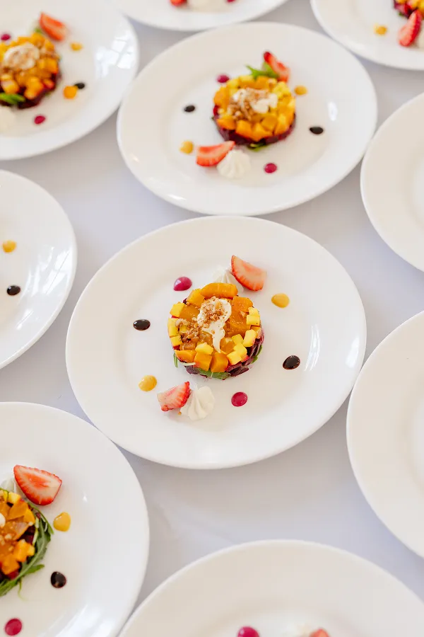 Apple beet tartare plated by Bartleby & Sage