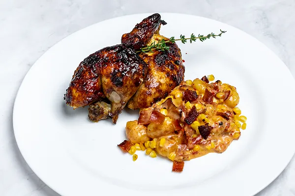 Chicken and gnocchi prepared by the Bartleby & Sage culinary team