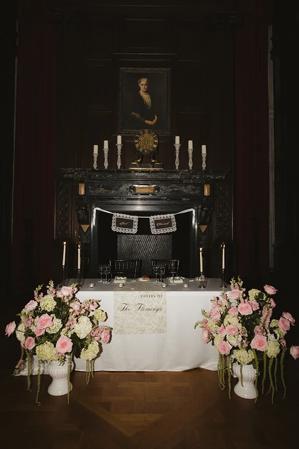 The sweetheart table set up by Bartleby & Sage at Reid Castle.