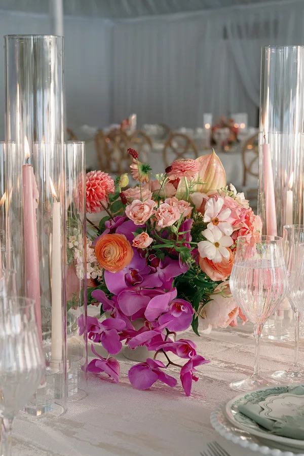 A floral tablescape styled by Bartleby & Sage.