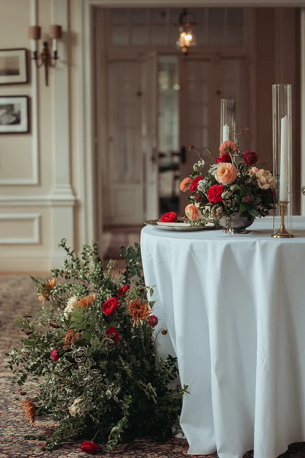 A styled sweetheart table set up by Bartleby & Sage.