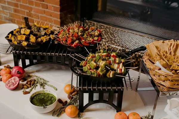 A kebab station catered by Bartleby & Sage.