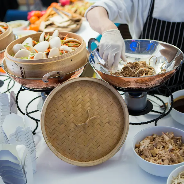 A soba noodle station catered by Bartleby & Sage.
