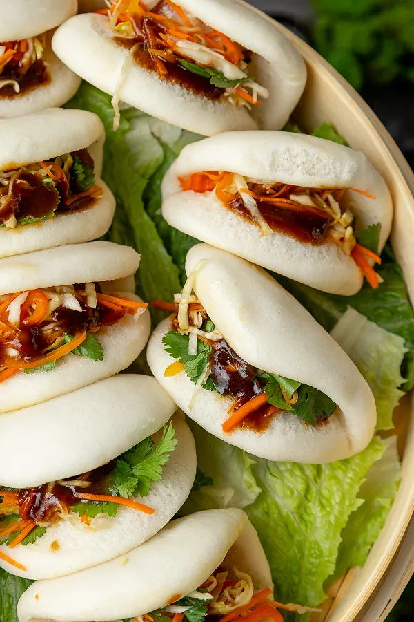 Pork bao buns served at a station catered by Bartleby & Sage.