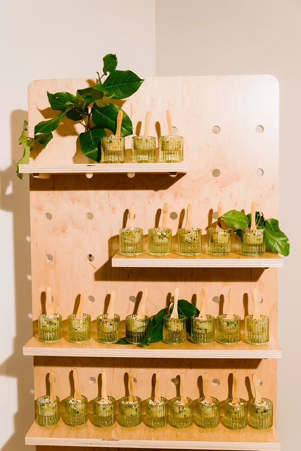 A ceviche station catered by Bartleby & Sage.