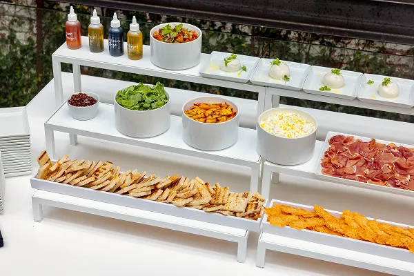 A burrata bar catered by Bartleby & Sage.