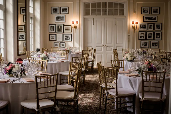 Reception tables styled by Bartleby & Sage in the reception room at Wainwright House.