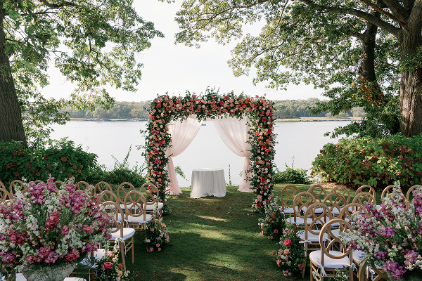 A waterfront ceremony styled by Bartleby & Sage at Wainwright House.