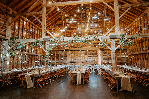 The interior of Handsome Hollow, a wedding venue for events catered by Bartleby & Sage.