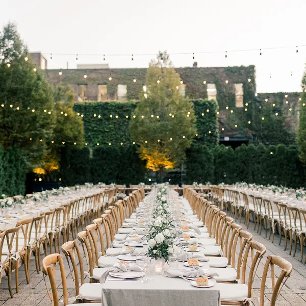 The outdoor space at the Foundry, a wedding venue for events catered by Bartleby & Sage.