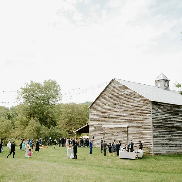The exterior of Handsome Hollow, a wedding venue for events catered by Bartleby & Sage.
