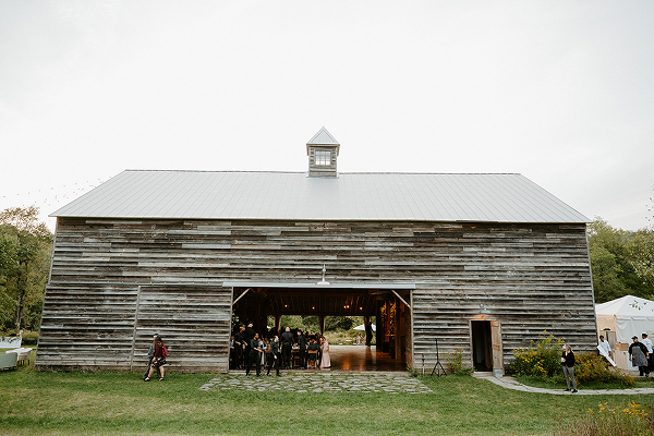 A wedding in a barn venue catered by Bartleby & Sage.