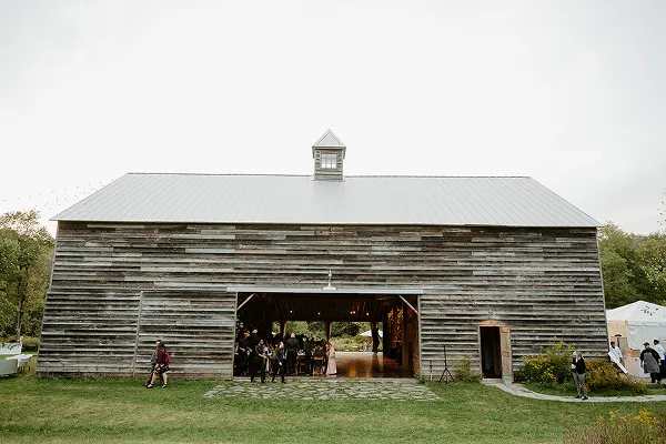 A wedding in a barn venue catered by Bartleby & Sage.