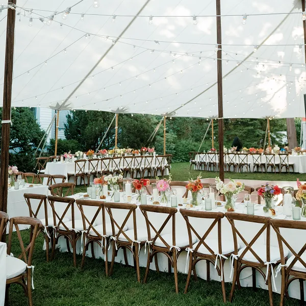 A tented reception styled by Bartleby & Sage.
