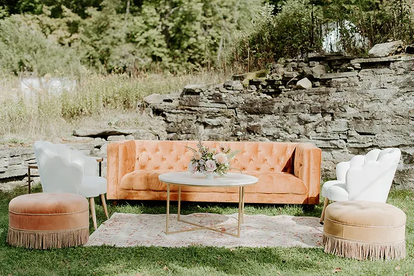 An outdoor seating area styled by Bartleby & Sage.