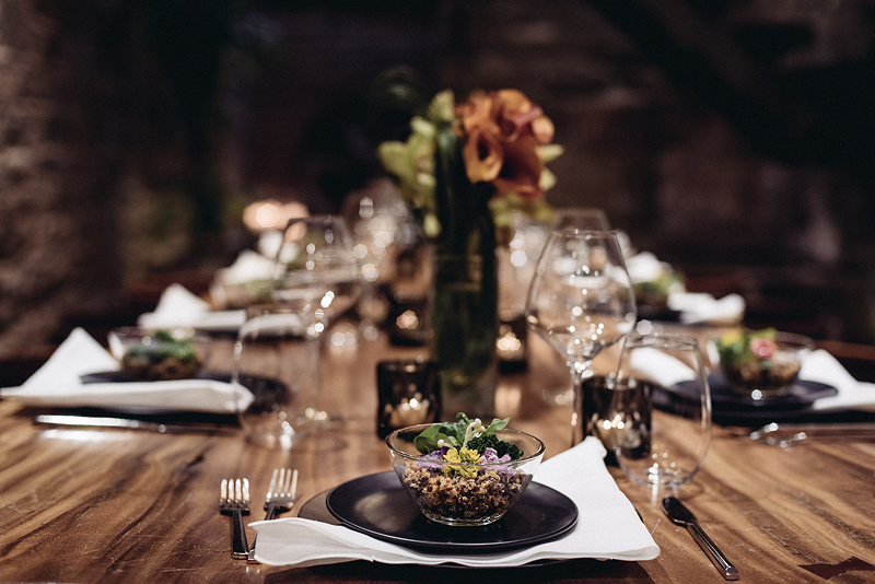 A plated, full-service dinner for a c-suite event catered by Bartleby & Sage.
