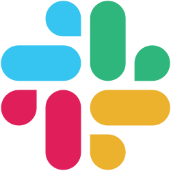 Slack logo with blue, green, yellow, and red shapes forming a symbol.