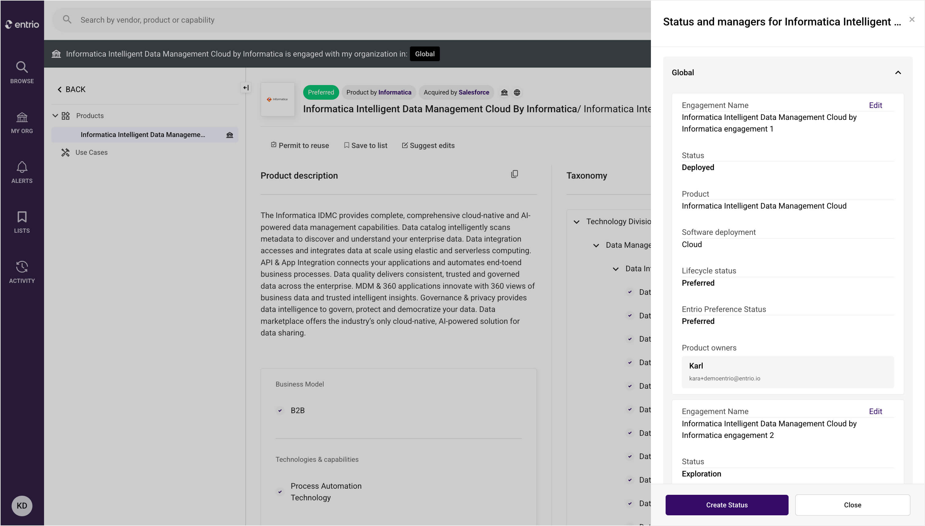 Screenshot of Microsoft Power BI technical overview listing core features and navigation menu on left.