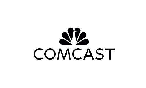 Comcast company logo with stylized peacock feather design above the text.