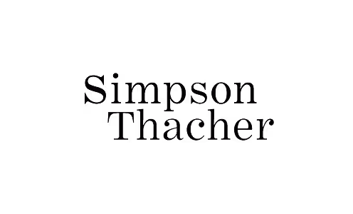 Black and white logo text reading Simpson Thacher.
