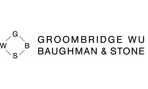 Logo with letters G, W, S, B forming a diamond shape beside the text Groombridge Wurlitzer Baughman & Stone.