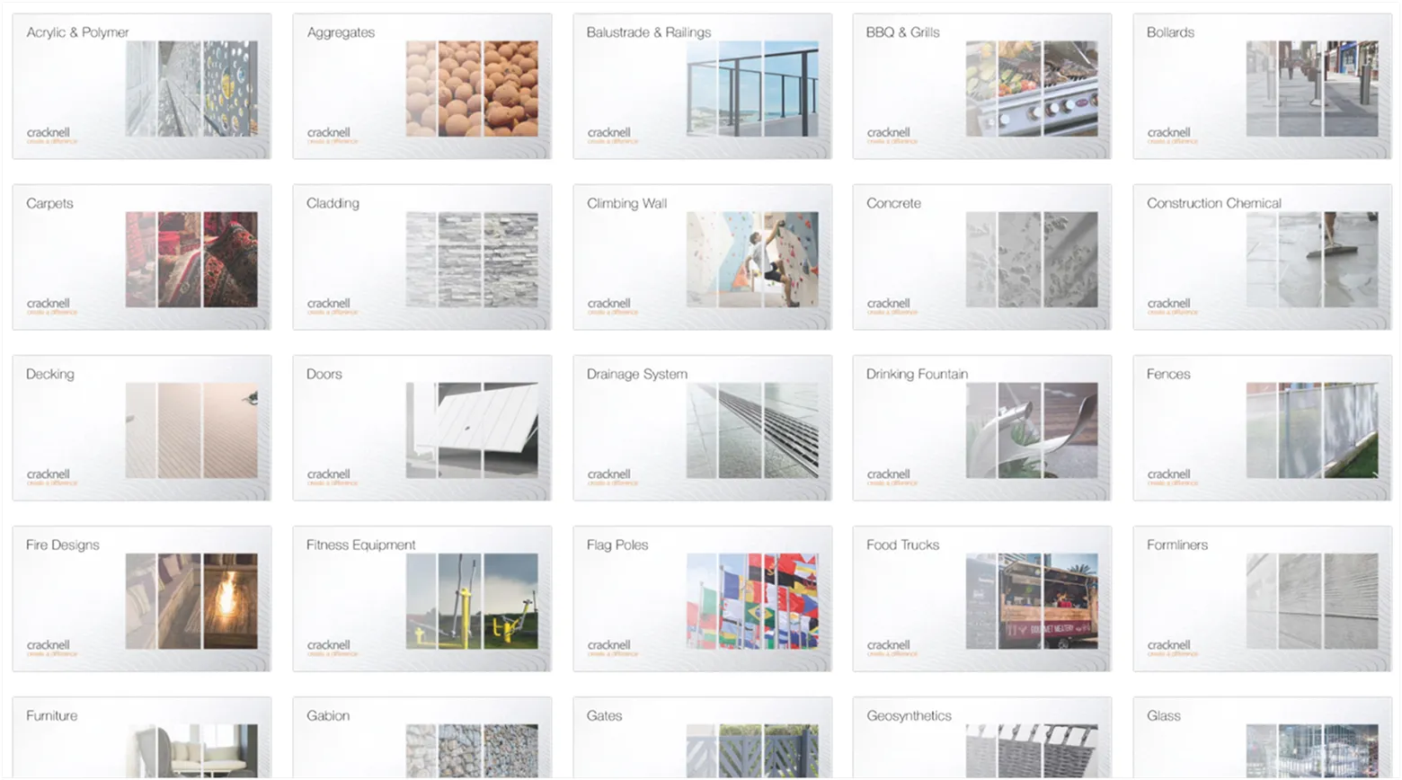 AVAIL user view displaying product category cards like Carpets, Concrete, Doors, Fitness Equipment, Flags, Food Trucks.