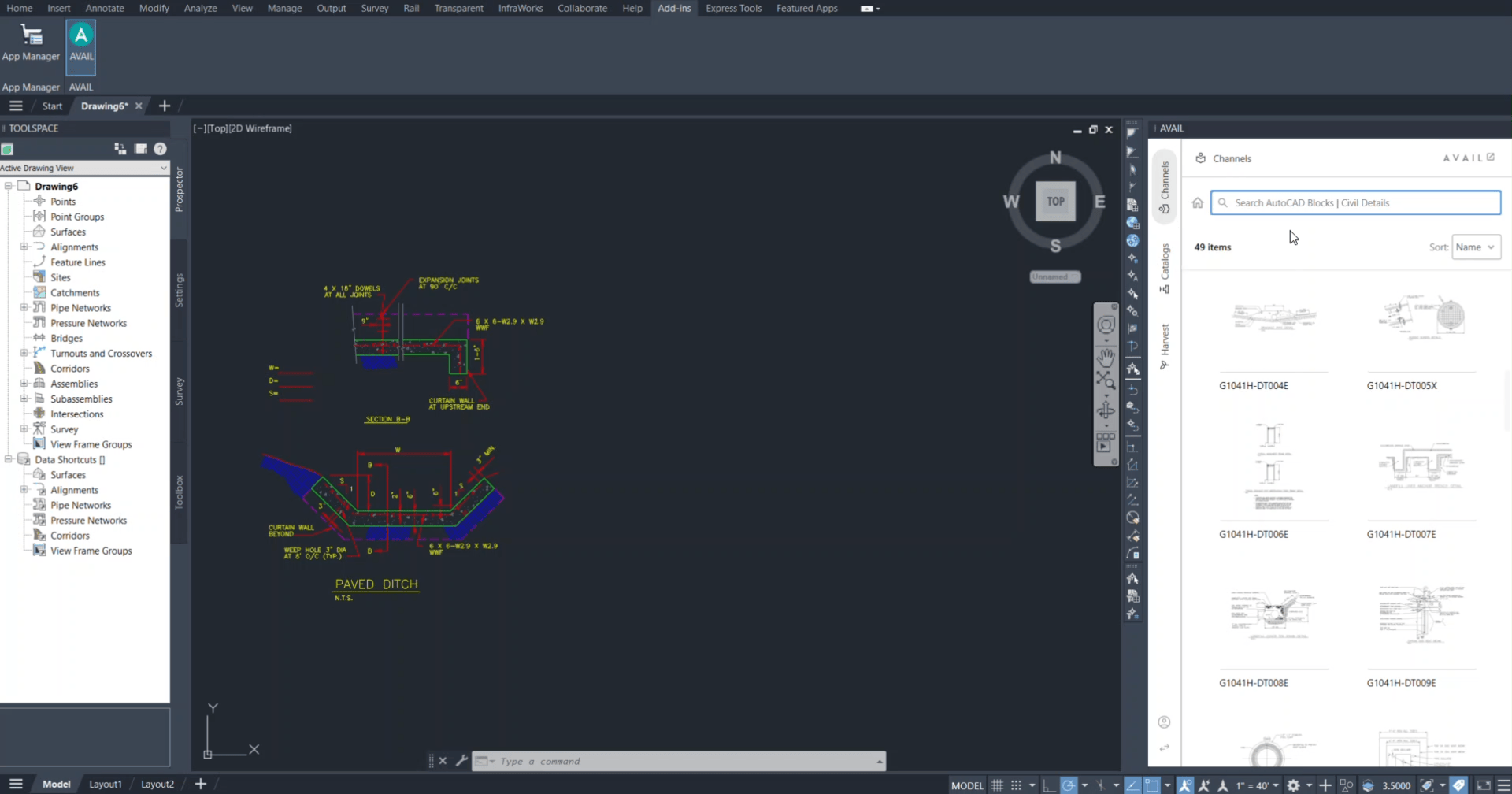 Quick demo searching for content in AVAIL for AutoCAD add-in and bringing into project