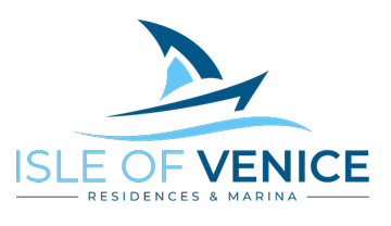 Logo of Isle of Venice Residences & Marina featuring stylized sailboat above the text.