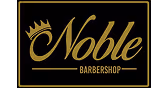 Noble Barbershop logo with a stylized crown above the letter N in gold script text.