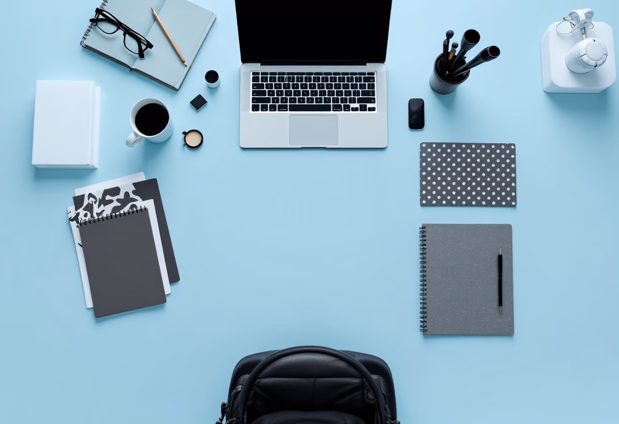 [background image] image of a workspace with a laptop (for an ai developer tools)