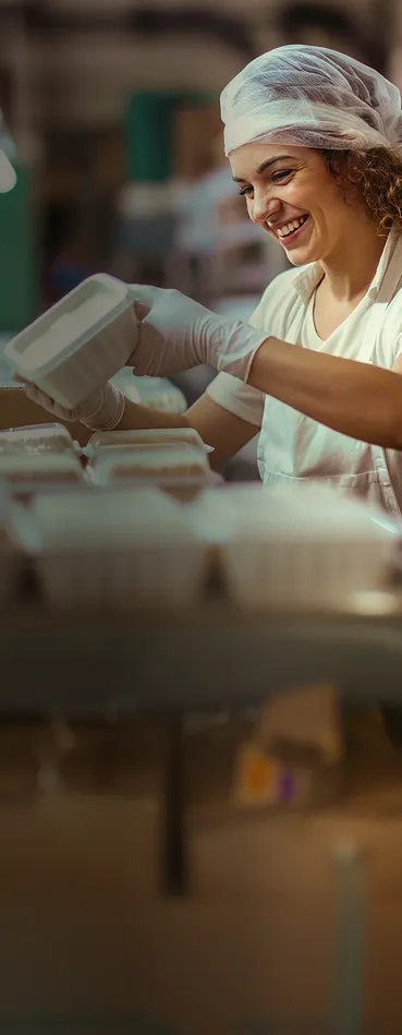 A woman in a white shirt and a white hat.