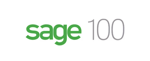 Sage 100 text logo with sage in green and 100 in gray on white background.