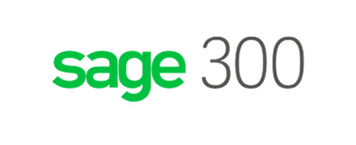 Sage 300 logo with 'sage' in green and '300' in gray text on a black background.