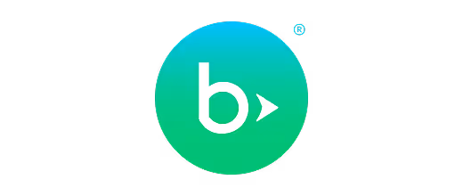 Green and blue circular icon with a lowercase letter b and a play button symbol.