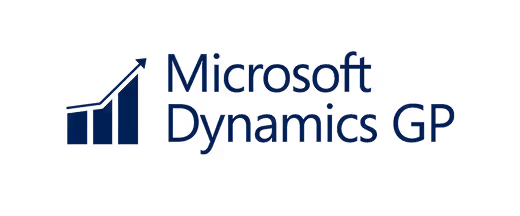 Microsoft Dynamics GP logo with ascending bar chart and arrow graphic.