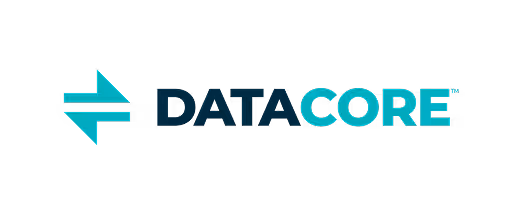 DataCore company logo with a teal arrow icon and bold text.