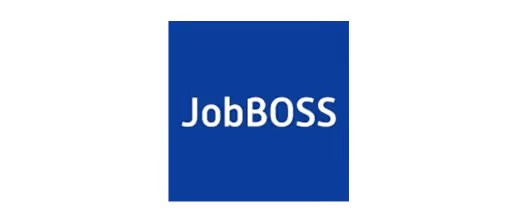 JobBOSS company logo with white text on a blue square background.