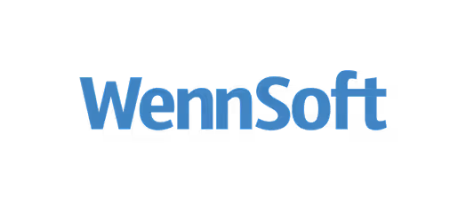 WennSoft company logo in blue text on black background.